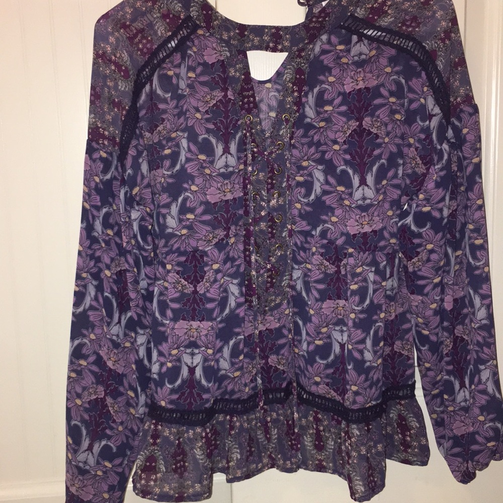 xhilaration purple floral blouse